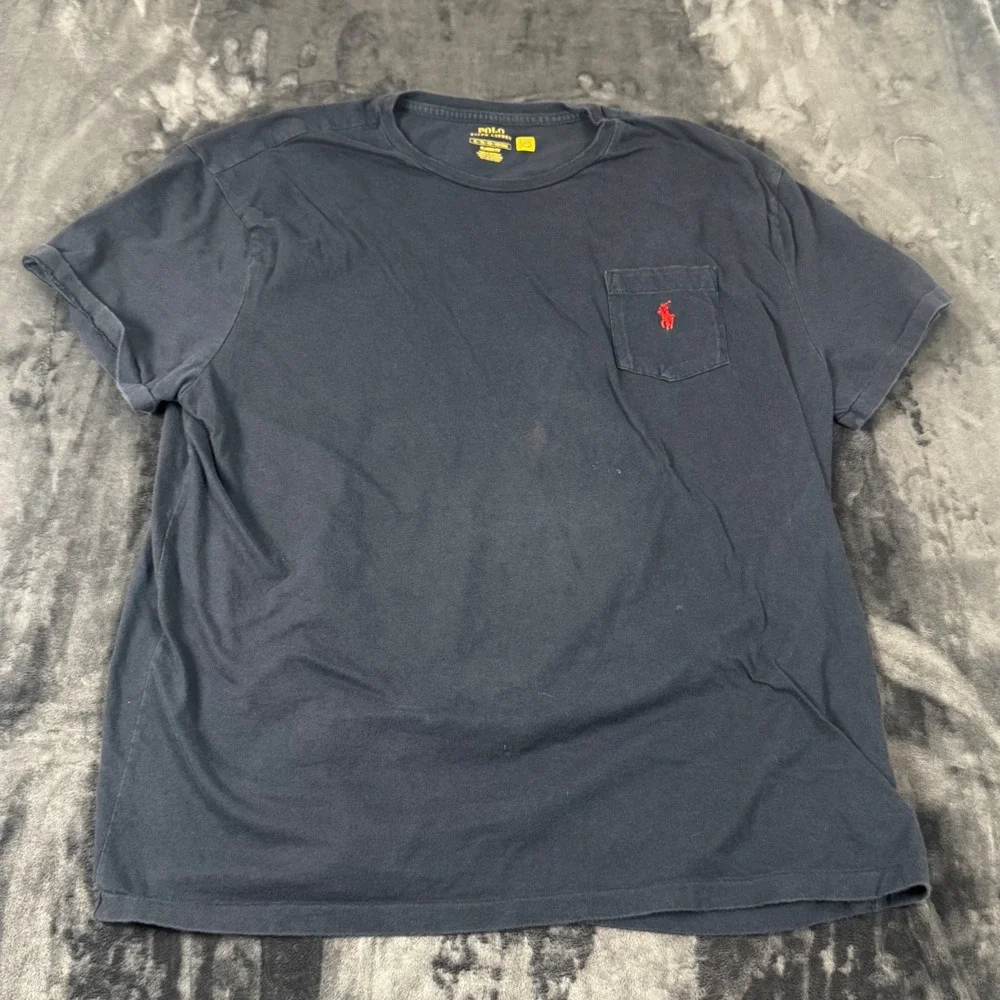 Polo Ralph Lauren T-Shirt Mens XL Navy Blue Pocket Short Sleeve Classic Fit